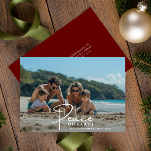 Cartes Pour Fêtes Annuelles Beach Photo de famille Paix sur terre Noël