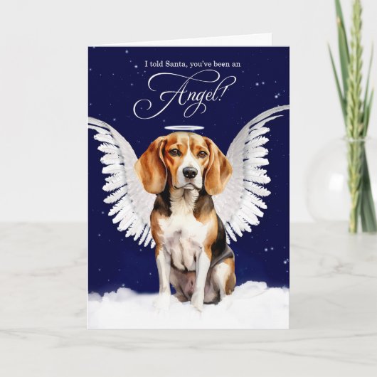 Cartes Pour Fêtes Annuelles Beagle avec ailes Angel Chien Noël (Devant)