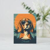 Cartes Pour Fêtes Annuelles Beagle avec lunettes de soleil sur une plage Perso (Debout devant)