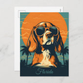 Cartes Pour Fêtes Annuelles Beagle avec lunettes de soleil sur une plage Perso (Devant / Derrière)