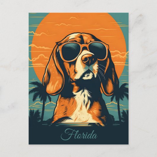 Cartes Pour Fêtes Annuelles Beagle avec lunettes de soleil sur une plage Perso (Devant)