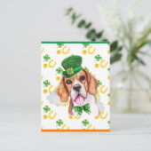 Cartes Pour Fêtes Annuelles Beagle Chien Shamrock St. Patricks Day (Debout devant)