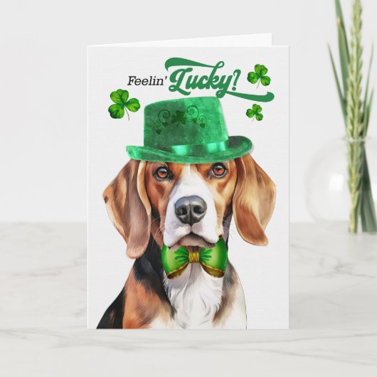 Cartes Pour Fêtes Annuelles Beagle Dog Feelin' Lucky St Patrick's Day (Devant)