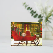 Cartes Pour Fêtes Annuelles Beagle en traîneau de Noël (Debout devant)