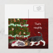Cartes Pour Fêtes Annuelles Beagle et coquin Noël (Devant / Derrière)