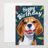 Cartes Pour Fêtes Annuelles Beagle Joyeux anniversaire (Devant / Derrière)