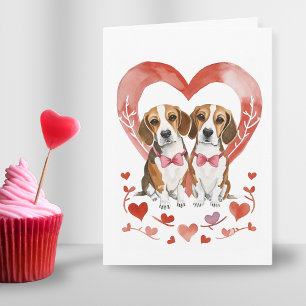 Cartes Pour Fêtes Annuelles Beagle Maman Valentines Jour Chien Aimer Coeur Plu