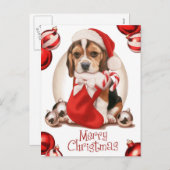 Cartes Pour Fêtes Annuelles Beagle Noël Puppy (Devant / Derrière)