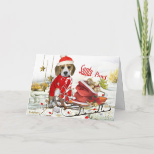 Cartes Pour Fêtes Annuelles Beagle Père Noël et cadeaux d'amis