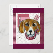 CARTES POUR FÊTES ANNUELLES BEAGLE VALENTINE (Devant / Derrière)