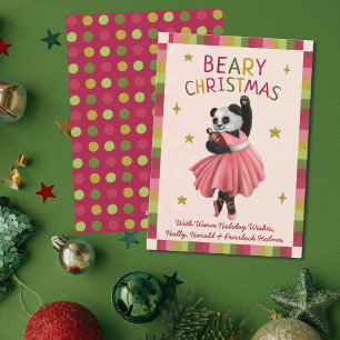 Cartes Pour Fêtes Annuelles Beaire rose mignonne Ballet de Noël Danse Panda