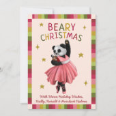Cartes Pour Fêtes Annuelles Beaire rose mignonne Ballet de Noël Danse Panda (Devant)
