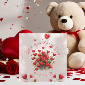 Cartes Pour Fêtes Annuelles Bear en Teddy mignonne avec Roses & Coeurs Valenti
