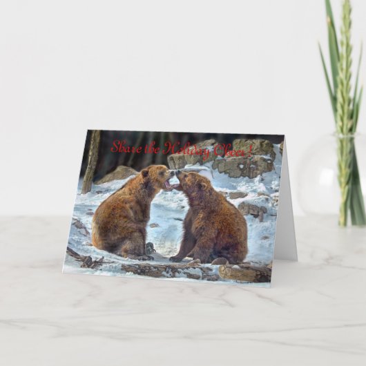 Cartes Pour Fêtes Annuelles Bear Smooch Holiday Card (Devant)