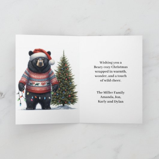 Cartes Pour Fêtes Annuelles Beary Merry Christmas Holiday Card (Intérieur)