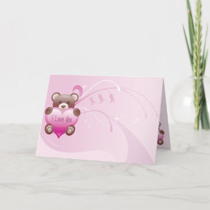 Cartes Pour Fêtes Annuelles Beary Valentine Pink I Love You Valentine Card