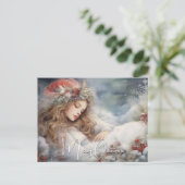 Cartes Pour Fêtes Annuelles Beau Ange de Noël dormant (Debout devant)