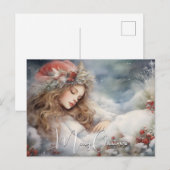 Cartes Pour Fêtes Annuelles Beau Ange de Noël dormant (Devant / Derrière)