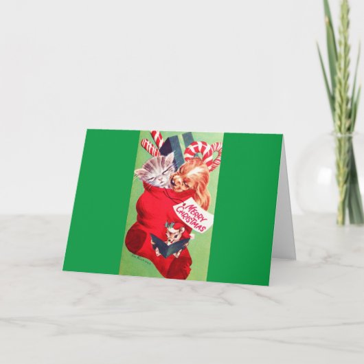 Cartes Pour Fêtes Annuelles Beau chaton de chiot de bébé de la moitié du (Devant)