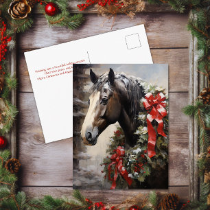 Cartes Pour Fêtes Annuelles Beau Cheval avec Wreath hiver Noël