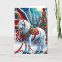 Beau cheval blanc de Noël equestre