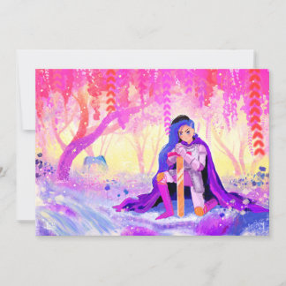 Cartes Pour Fêtes Annuelles Beau chevalier dame dans une postcar en forêt fleu