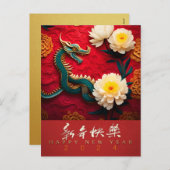 Cartes Pour Fêtes Annuelles Beau Dragon chinois Nouvel An 2024 VHPC2 (Devant / Derrière)