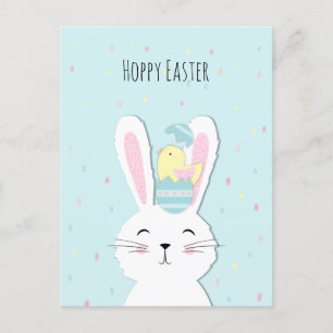 Cartes Pour Fêtes Annuelles Beau lapin de Pâques arrière - plan turquoise
