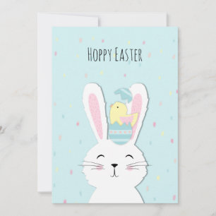 Cartes Pour Fêtes Annuelles Beau lapin de Pâques arrière - plan turquoise