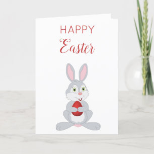 Cartes Pour Fêtes Annuelles Beau lapin de Pâques Oeuf de Pâques Rouge
