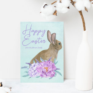 Cartes Pour Fêtes Annuelles Beau Lapin Lapin Pastel Floral Joyeux Pâques