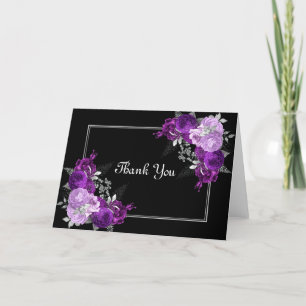 Cartes Pour Fêtes Annuelles Beau Merci Floral violet Boarder Blanc