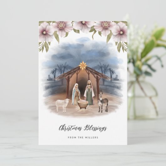 Cartes Pour Fêtes Annuelles Beau Noël chrétien religieux (Debout devant)