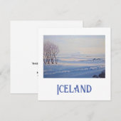 Cartes Pour Fêtes Annuelles Beau paysage de neige d'hiver islandais beaux art (Devant / Derrière)