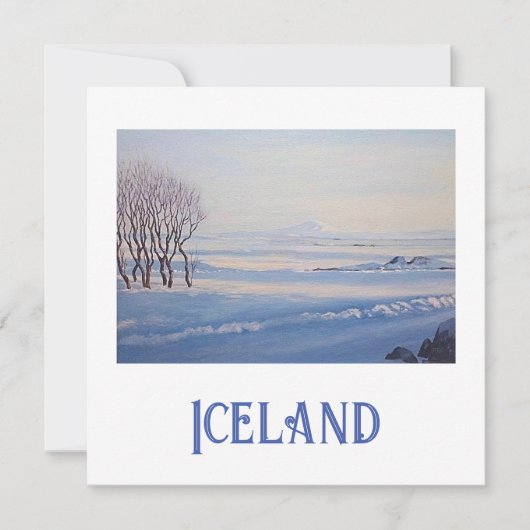 Cartes Pour Fêtes Annuelles Beau paysage de neige d'hiver islandais beaux art (Devant)