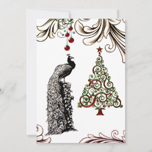 Cartes Pour Fêtes Annuelles Beau Peacock et Appartement Arbre de Noël