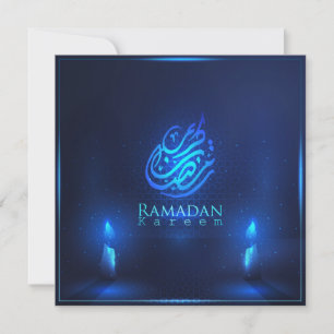 Cartes Pour Fêtes Annuelles Beau Ramadan Moubarak Arabe Calligraphie Bleu