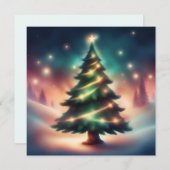 Cartes Pour Fêtes Annuelles Beau sapin de Noël dans la forêt d'hiver (Devant / Derrière)
