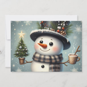 Cartes Pour Fêtes Annuelles Beau tourbillon Noël/bonhomme de neige d'hiver