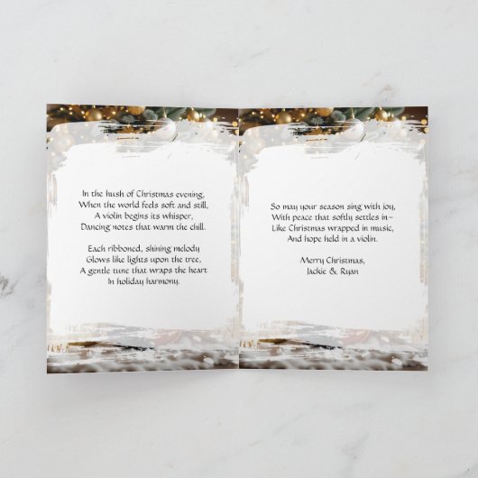 Cartes Pour Fêtes Annuelles Beautiful Christmas Tree and Violin Festive Poem (Intérieur)