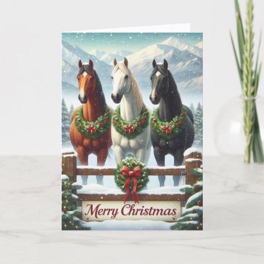 Cartes Pour Fêtes Annuelles Beautiful Horses Christmas (Devant)