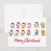 Cartes Pour Fêtes Annuelles Beaux animaux de Noël Santa Hat (Devant / Derrière)
