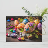 Cartes Pour Fêtes Annuelles Beaux oeufs de Pâques décoratifs (Debout devant)