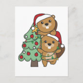 Cartes Pour Fêtes Annuelles Beaver Arbre de Noël Animaux de Noël Castors (Devant)
