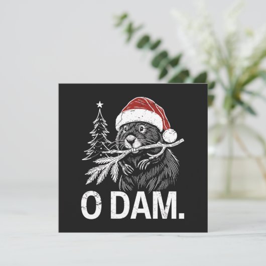 Cartes Pour Fêtes Annuelles Beaver de Noël O Barrage (Debout devant)