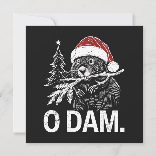 Cartes Pour Fêtes Annuelles Beaver de Noël O Barrage (Devant)