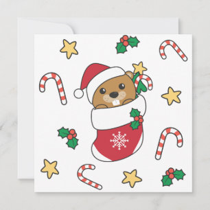 Cartes Pour Fêtes Annuelles Beaver Noël Neige Hiver Animaux Castor