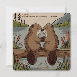 Cartes Pour Fêtes Annuelles Beaver Valentine