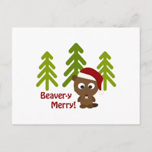 Cartes Pour Fêtes Annuelles Beaver-y Joyeux ! Beaver de Noël