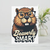 Cartes Pour Fêtes Annuelles Beaverly Smart - Drôle Castor avec lunettes Graphi (Debout devant)